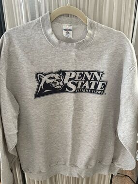 Jerzees Gray Penn State Crewneck with Navy Graphic